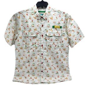 NWOT - MAGELLAN OUTDOORS Men's Mexico Print Fishing Shirt, Laguna Madre Line